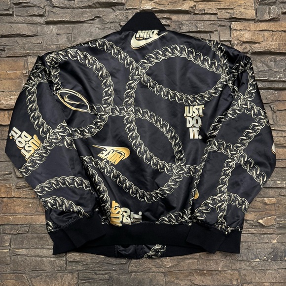 NIKE Sportswear Synthetic Fill Icon Clash Bomber Jacket Womens Large Black Gold - Picture 7 of 11